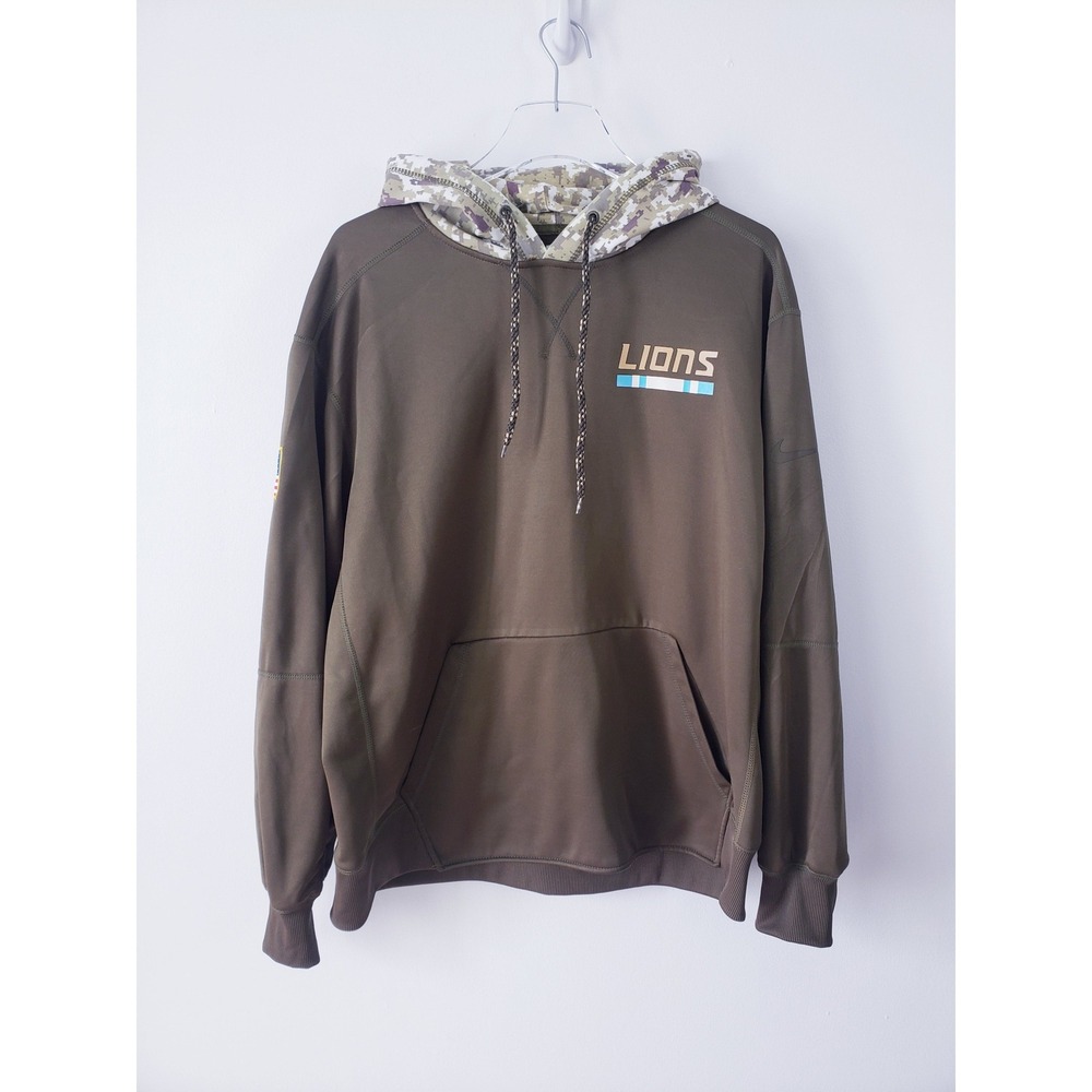 Nike Detroit Lions 2017 Salute To Service Hoodie Sweatshirt Brown Camo NFL Large